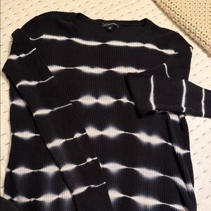 INC International Concepts Black and White Crew Neck Sweater
